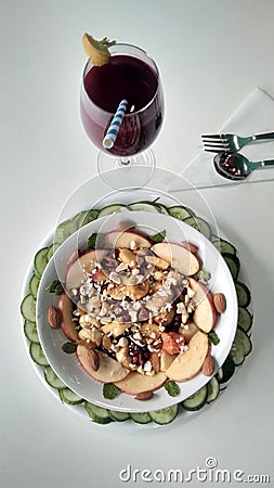 Attractive Dry Fruits Gift Tray. Decorative dried fruits that you love to see and taste. Stock Photo